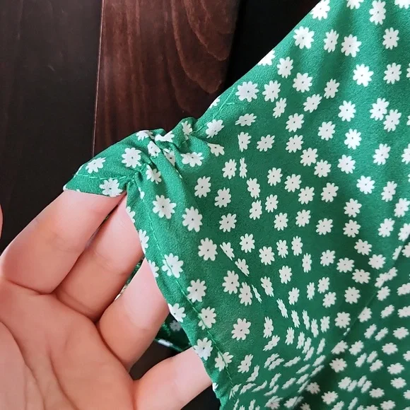 Green Floral Dot Summer Dress - Picture 3 of 6